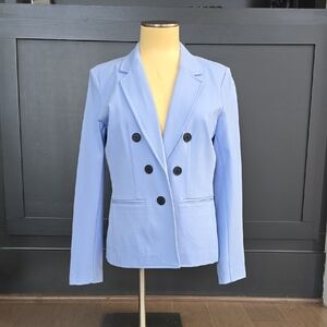 Jones New York Light Blue Double-Breasted Blazer